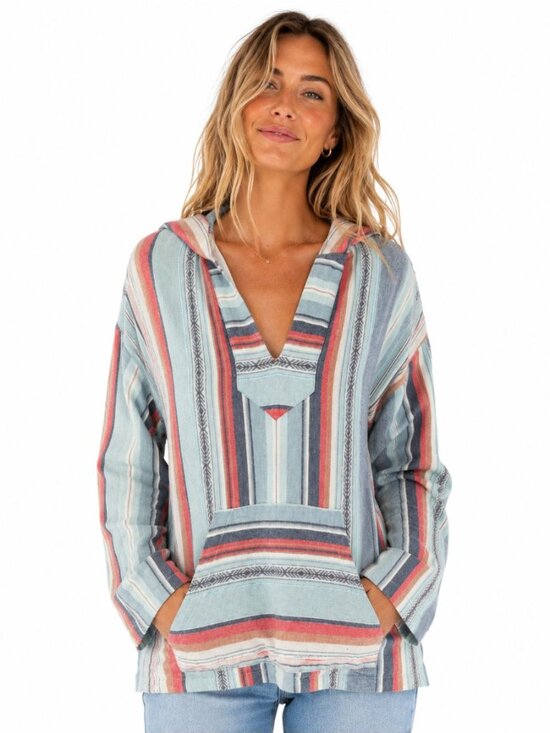 Faherty Tops - Faherty Women’s Baja Poncho Hoodie Organic Cotton Sierra Paradise Beach Size XS